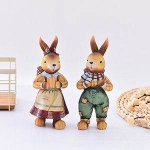 树脂摆件跨境田园背包兔，可爱卡通工艺品礼品家居装饰