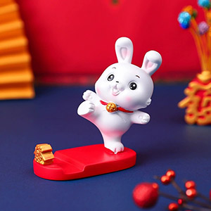 树脂工艺品新年卡通兔年手机架摆件兔宝宝生日礼物家居摆件