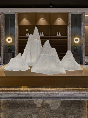 透明树脂雕塑工艺品-现代轻奢假山酒店摆件