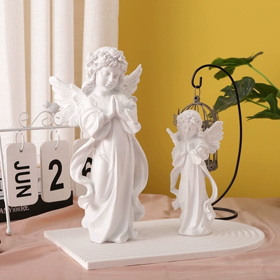 欧式少女天使树脂雕塑工艺品：复古家居客厅酒柜装饰品，桌面礼物